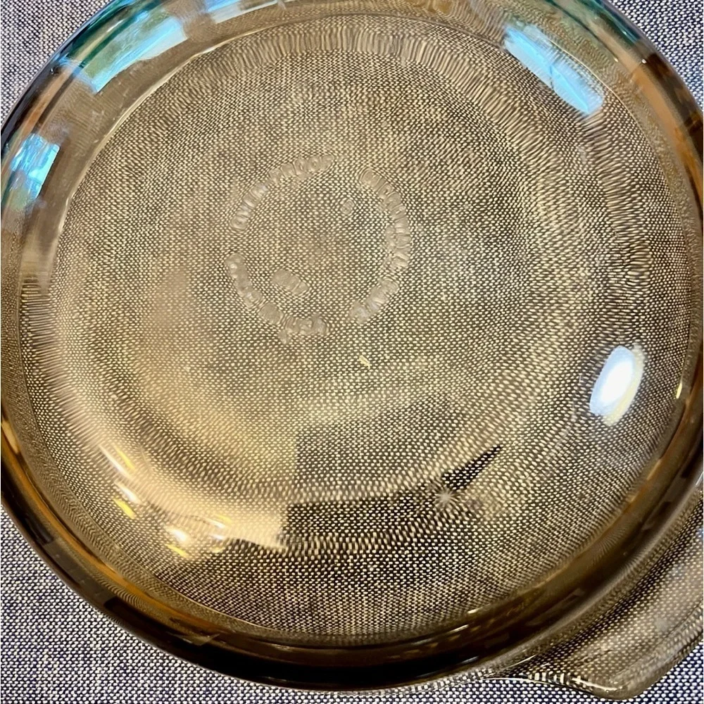 Vintage Set 3 Glass bake Jeanette Amber  Yellow Daisy Ovenware